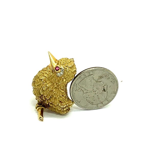 Cartier 18K Yellow Gold Ruby Diamond Bird Brooch Pin Vintage Rare Estate… - Picture 7 of 13